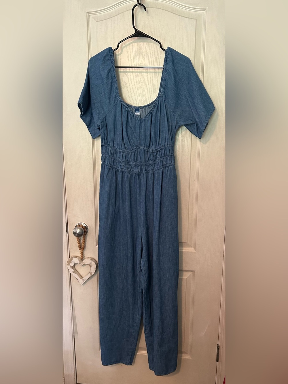 Old Navy Denim-Style Blue Short-Sleeve Jumpsuit